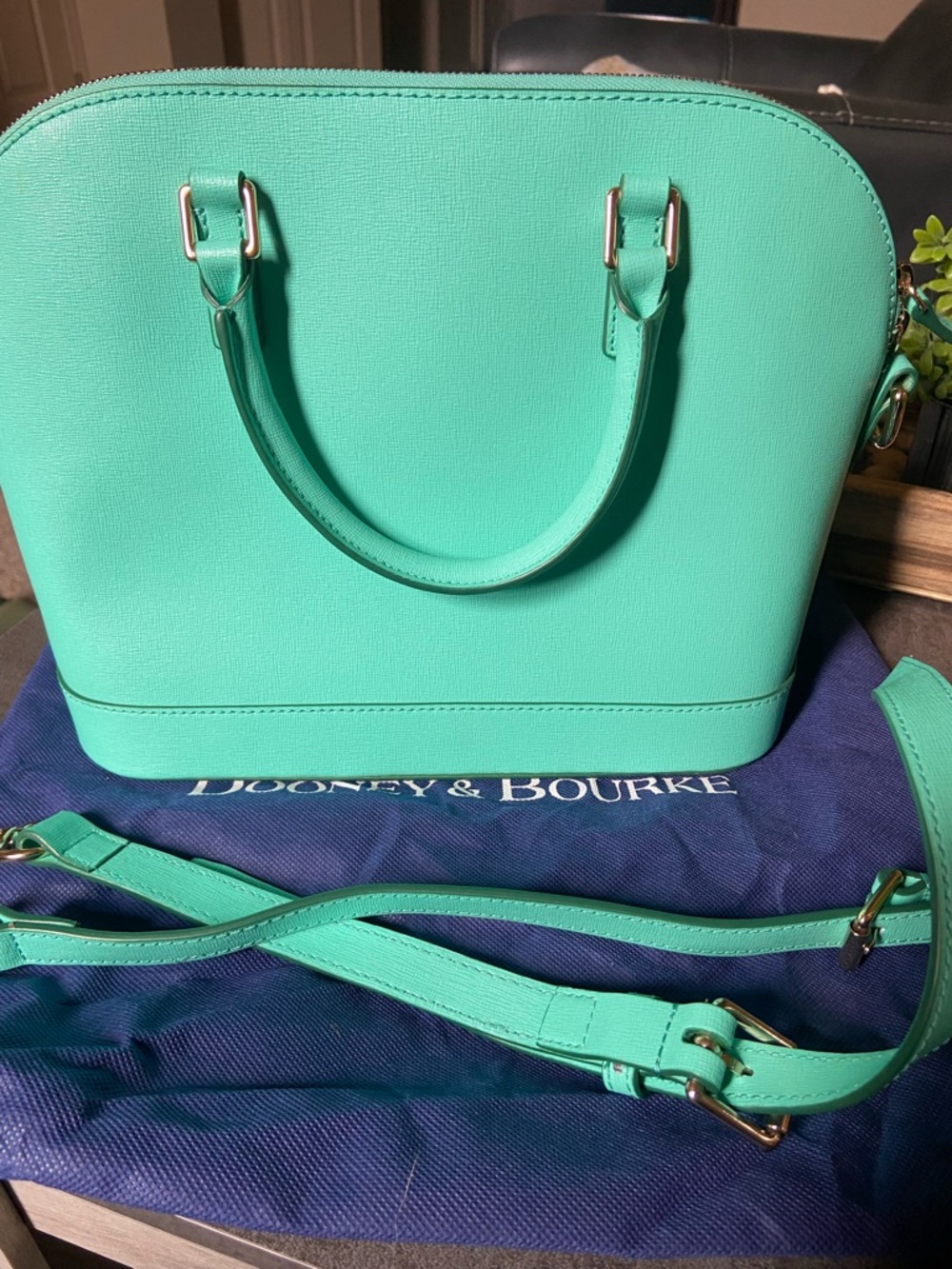 Dooney & Bourke Saafiano Leather Domed Satchel with Detachable Strap - Picture 2 of 6